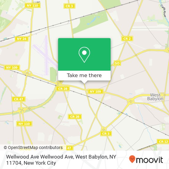 Mapa de Wellwood Ave Wellwood Ave, West Babylon, NY 11704