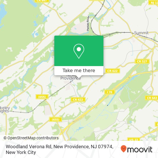 Mapa de Woodland Verona Rd, New Providence, NJ 07974