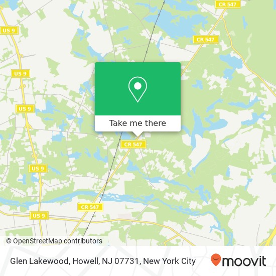 Mapa de Glen Lakewood, Howell, NJ 07731