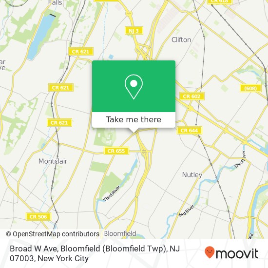 Broad W Ave, Bloomfield (Bloomfield Twp), NJ 07003 map