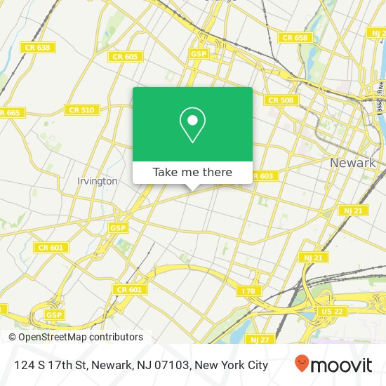 Mapa de 124 S 17th St, Newark, NJ 07103