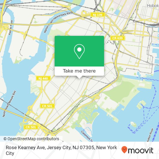 Mapa de Rose Kearney Ave, Jersey City, NJ 07305