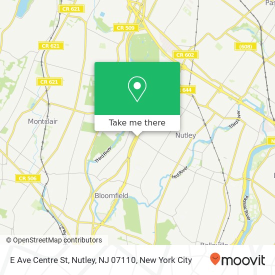 Mapa de E Ave Centre St, Nutley, NJ 07110