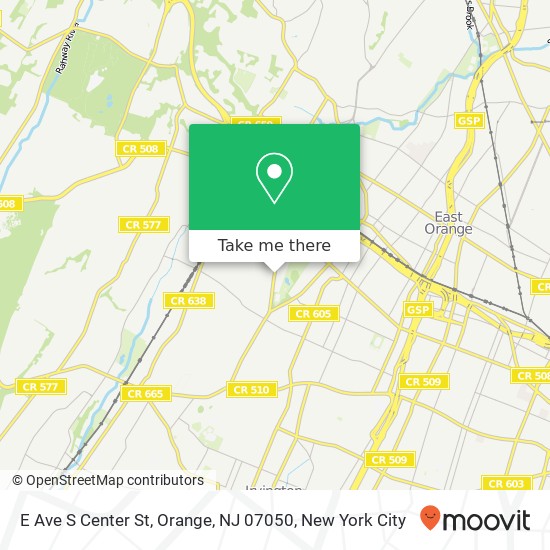 Mapa de E Ave S Center St, Orange, NJ 07050