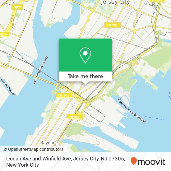 Mapa de Ocean Ave and Winfield Ave, Jersey City, NJ 07305