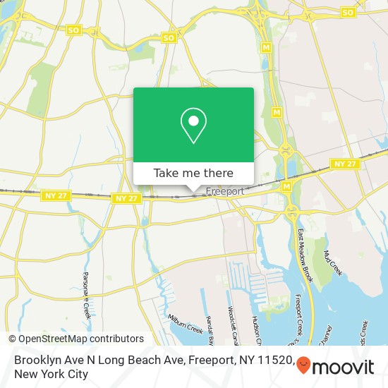 Mapa de Brooklyn Ave N Long Beach Ave, Freeport, NY 11520