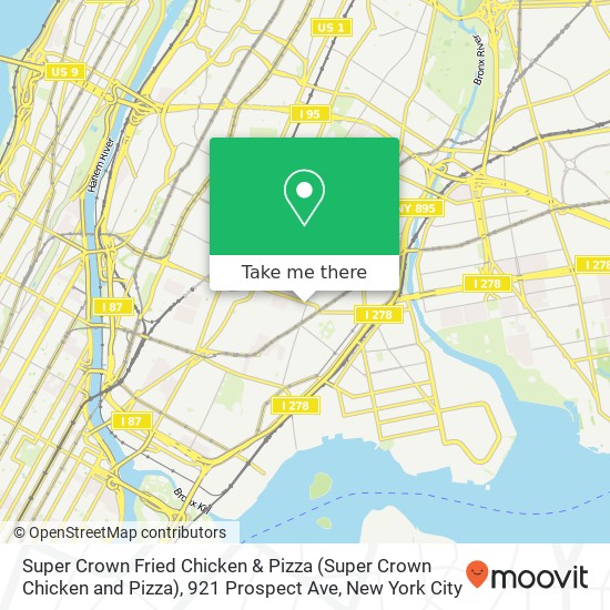 Super Crown Fried Chicken & Pizza (Super Crown Chicken and Pizza), 921 Prospect Ave map