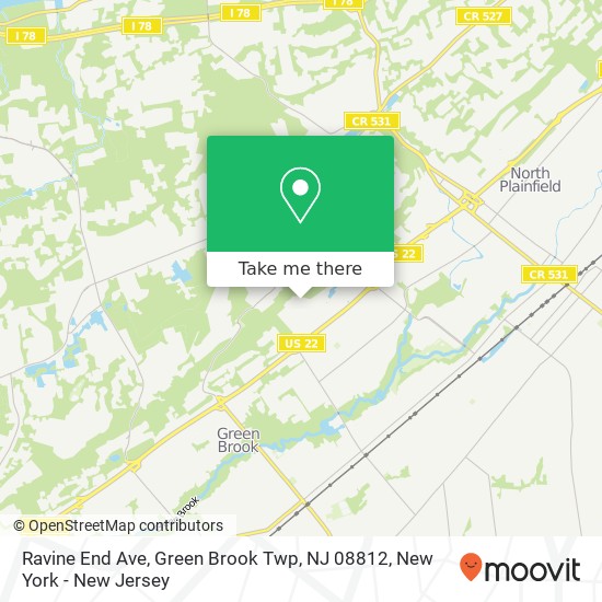 Mapa de Ravine End Ave, Green Brook Twp, NJ 08812