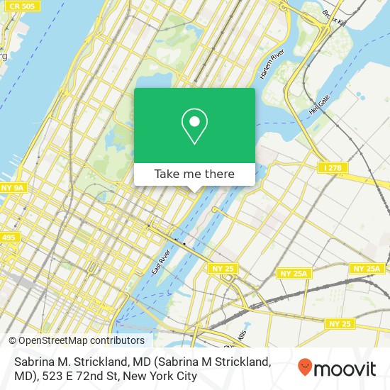 Mapa de Sabrina M. Strickland, MD (Sabrina M Strickland, MD), 523 E 72nd St
