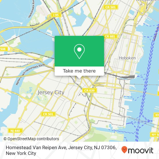 Mapa de Homestead Van Reipen Ave, Jersey City, NJ 07306