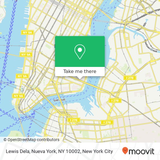 Mapa de Lewis Dela, Nueva York, NY 10002