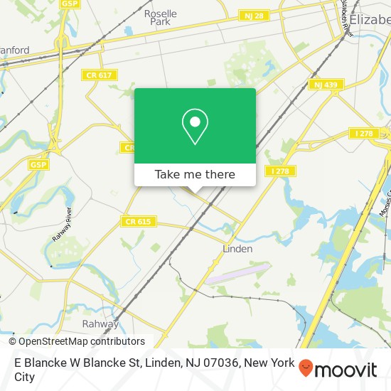 Mapa de E Blancke W Blancke St, Linden, NJ 07036