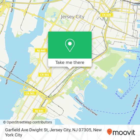 Mapa de Garfield Ave Dwight St, Jersey City, NJ 07305