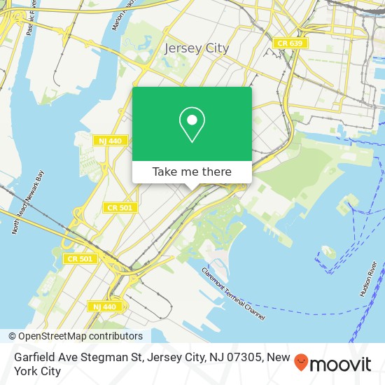 Mapa de Garfield Ave Stegman St, Jersey City, NJ 07305