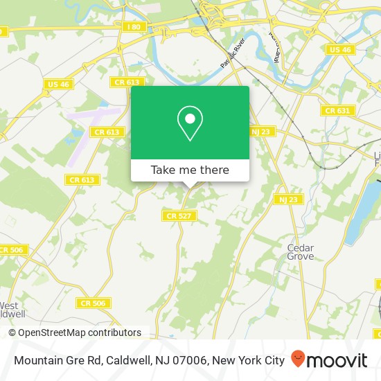 Mapa de Mountain Gre Rd, Caldwell, NJ 07006