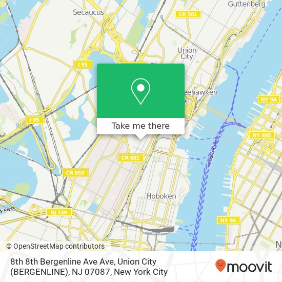 8th 8th Bergenline Ave Ave, Union City (BERGENLINE), NJ 07087 map