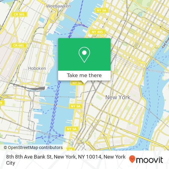 Mapa de 8th 8th Ave Bank St, New York, NY 10014