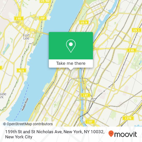Mapa de 159th St and St Nicholas Ave, New York, NY 10032