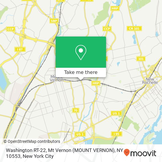 Mapa de Washington RT-22, Mt Vernon (MOUNT VERNON), NY 10553