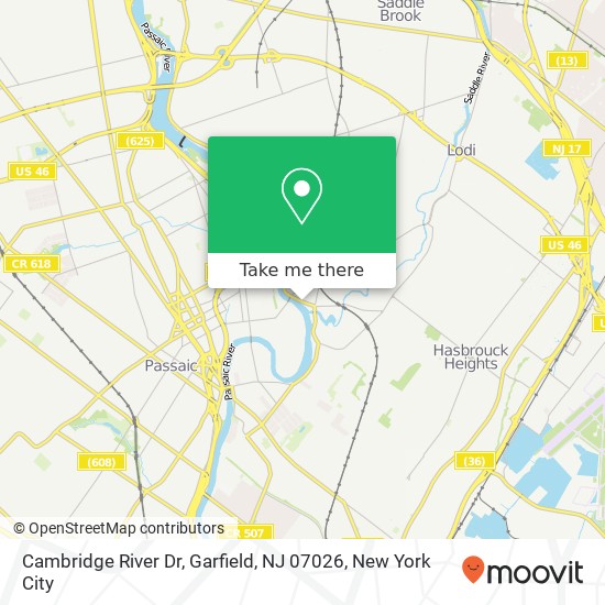 Mapa de Cambridge River Dr, Garfield, NJ 07026