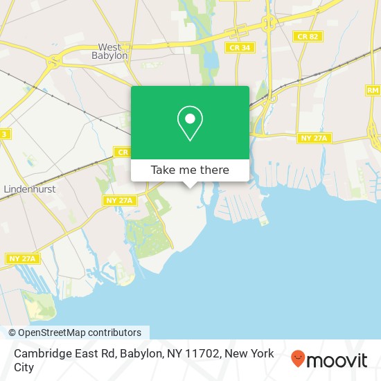 Mapa de Cambridge East Rd, Babylon, NY 11702