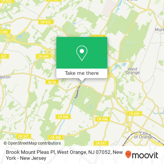 Mapa de Brook Mount Pleas Pl, West Orange, NJ 07052