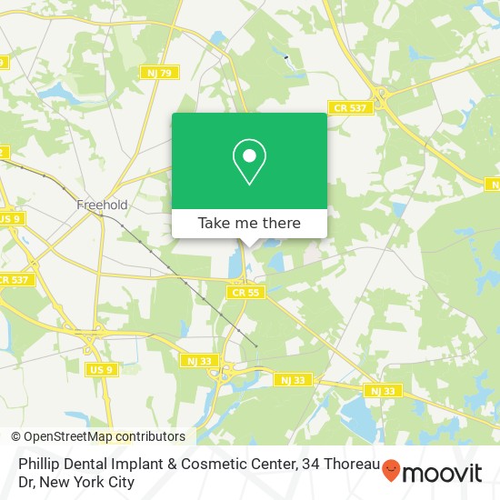 Mapa de Phillip Dental Implant & Cosmetic Center, 34 Thoreau Dr