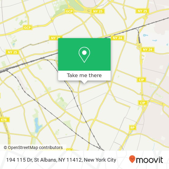 Mapa de 194 115 Dr, St Albans, NY 11412