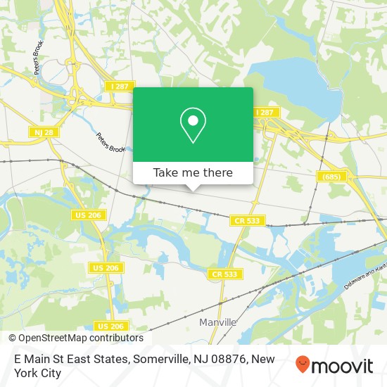 Mapa de E Main St East States, Somerville, NJ 08876