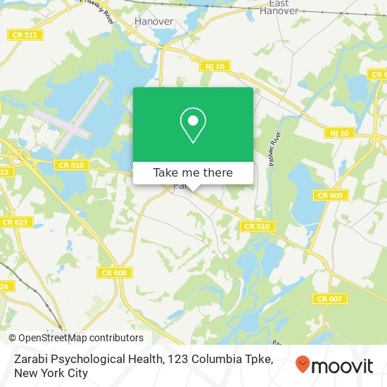 Mapa de Zarabi Psychological Health, 123 Columbia Tpke