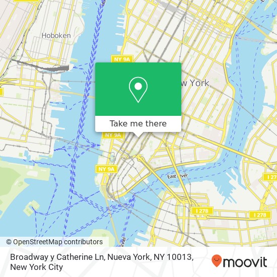 Mapa de Broadway y Catherine Ln, Nueva York, NY 10013