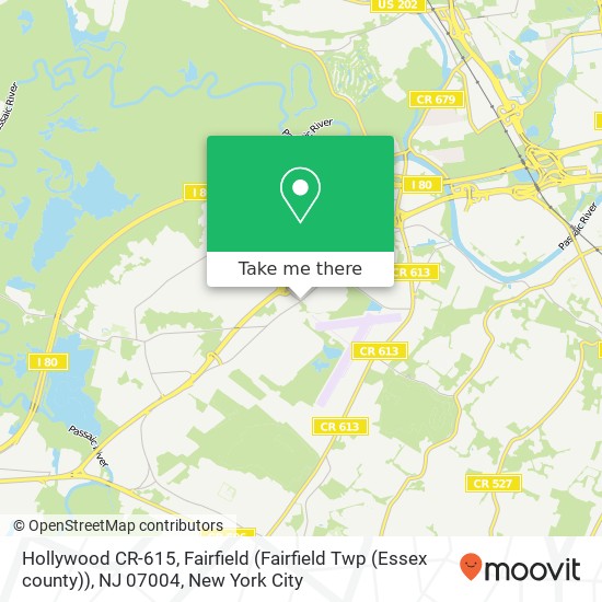 Mapa de Hollywood CR-615, Fairfield (Fairfield Twp (Essex county)), NJ 07004