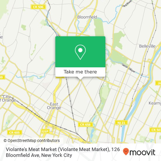 Mapa de Violante's Meat Market (Violante Meat Market), 126 Bloomfield Ave