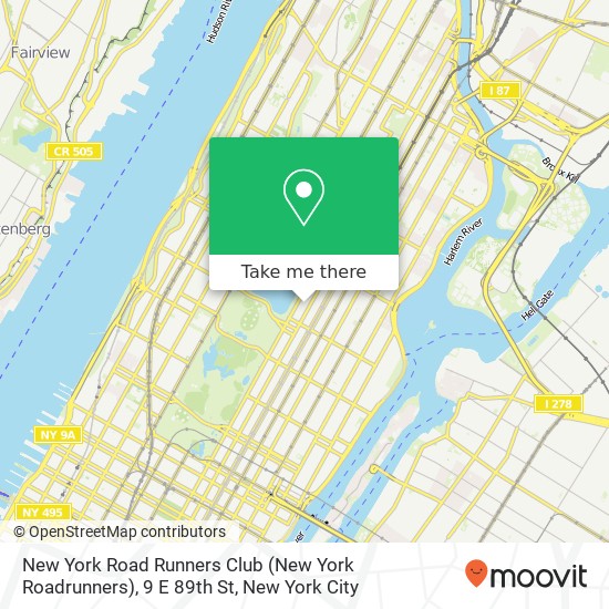 Mapa de New York Road Runners Club (New York Roadrunners), 9 E 89th St
