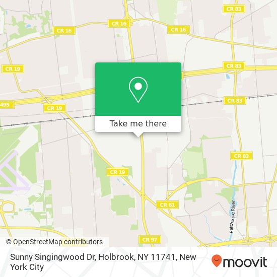 Mapa de Sunny Singingwood Dr, Holbrook, NY 11741