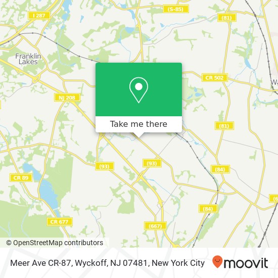 Meer Ave CR-87, Wyckoff, NJ 07481 map