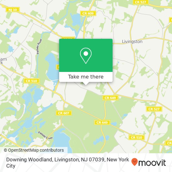 Mapa de Downing Woodland, Livingston, NJ 07039