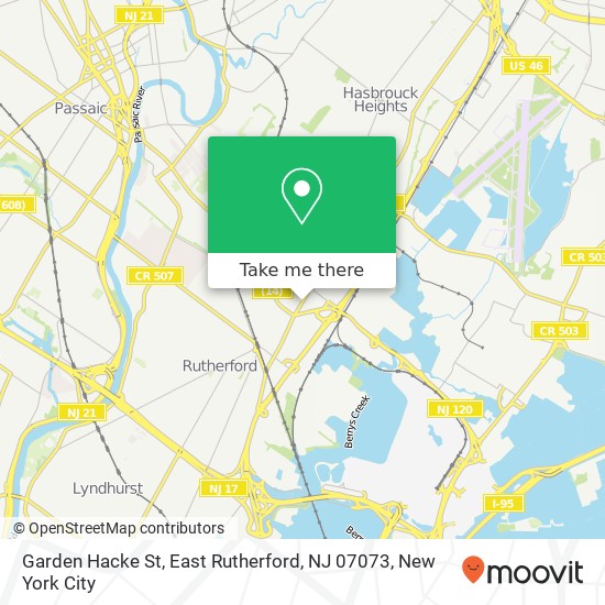 Mapa de Garden Hacke St, East Rutherford, NJ 07073