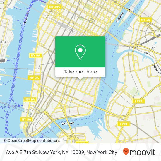 Mapa de Ave A E 7th St, New York, NY 10009