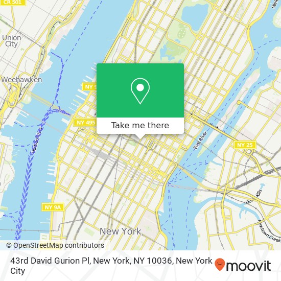 43rd David Gurion Pl, New York, NY 10036 map