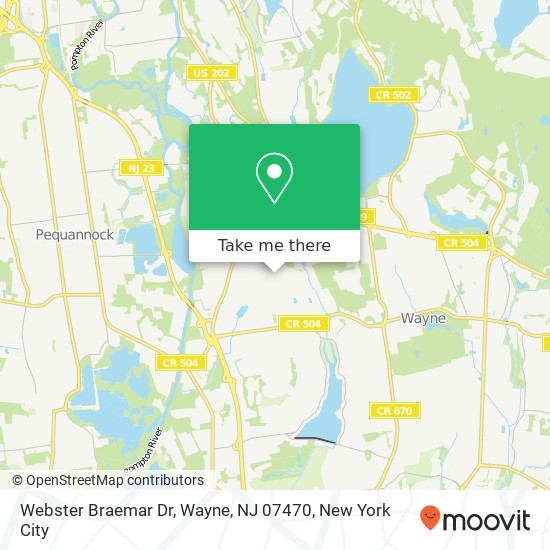 Mapa de Webster Braemar Dr, Wayne, NJ 07470