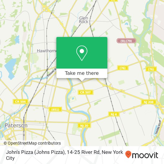 Mapa de John's Pizza (Johns Pizza), 14-25 River Rd