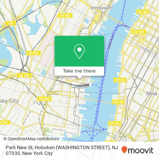 Mapa de Park New St, Hoboken (WASHINGTON STREET), NJ 07030