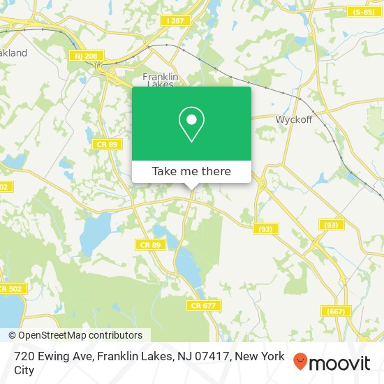 Mapa de 720 Ewing Ave, Franklin Lakes, NJ 07417