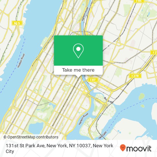 131st St Park Ave, New York, NY 10037 map
