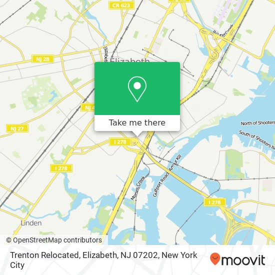 Mapa de Trenton Relocated, Elizabeth, NJ 07202