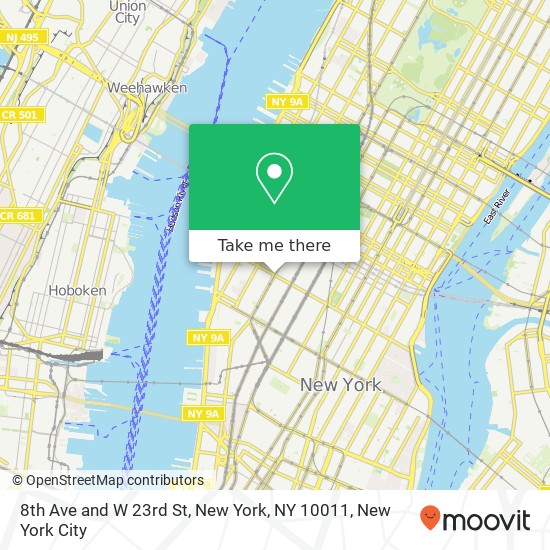 Mapa de 8th Ave and W 23rd St, New York, NY 10011