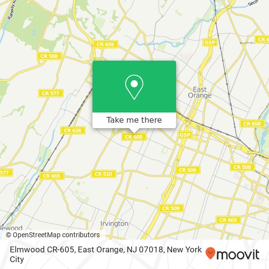 Mapa de Elmwood CR-605, East Orange, NJ 07018