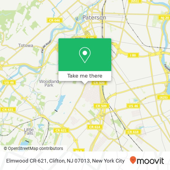 Mapa de Elmwood CR-621, Clifton, NJ 07013
