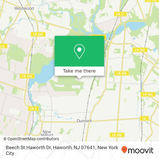 Mapa de Beech St Haworth Dr, Haworth, NJ 07641
